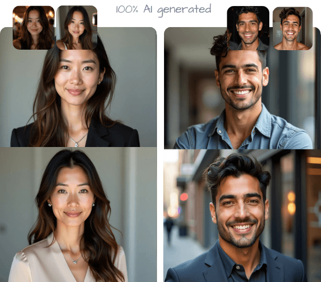 Male and female headshots created by Headshot Generator AI