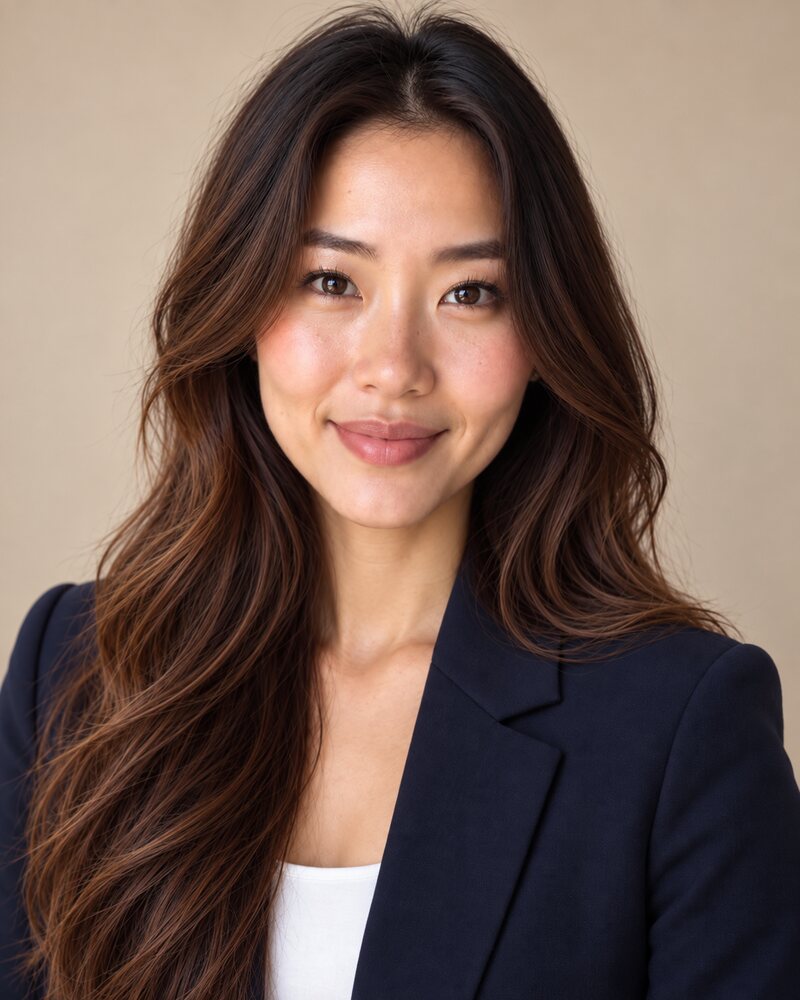 Headshot on a beige background